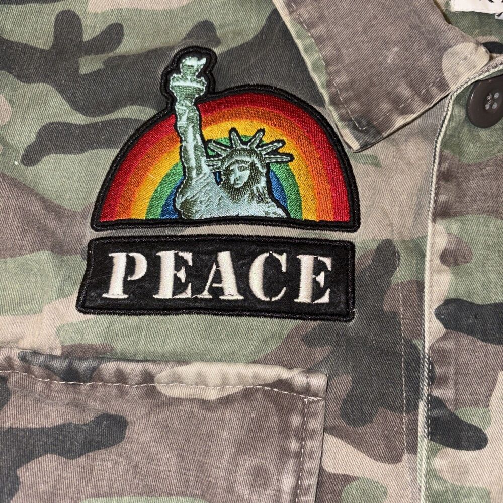 The Rail Camo Military Patch Jacket Size: XL Various Patches 46” Pit To Pit READ - Picture 6 of 14